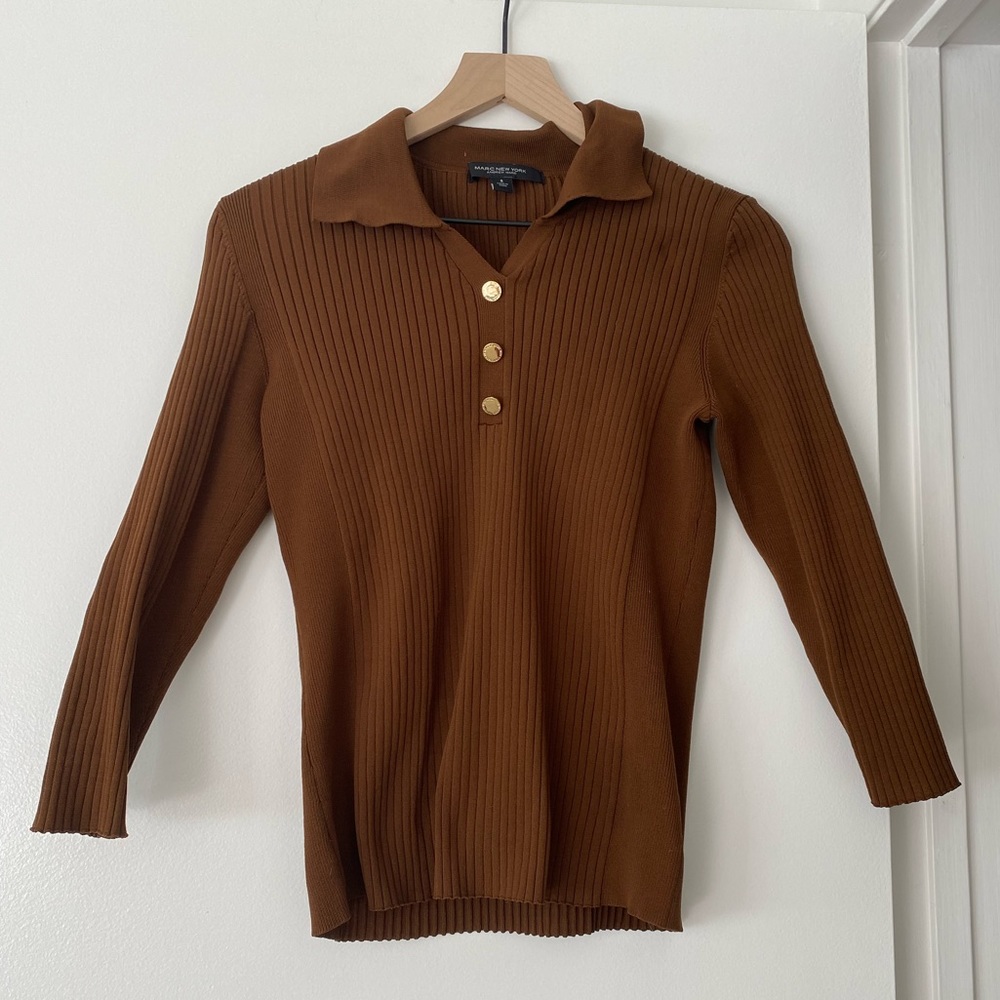 Marc New York Caramel Long Sleeve Sweater